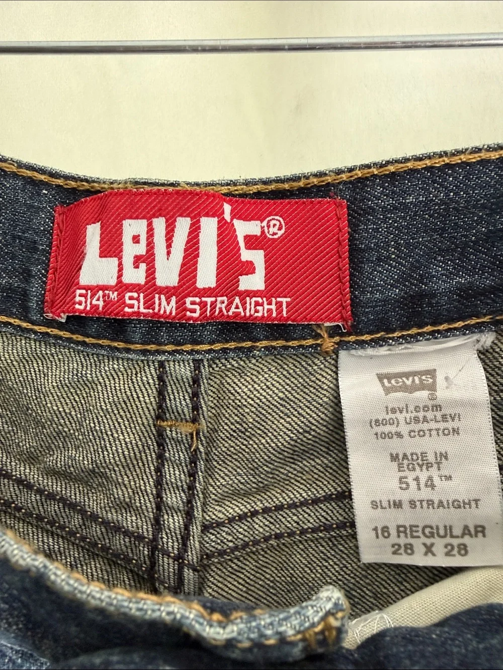 VTG Levi's 514 Young Mens Indigo Straight Jeans 16reg 28x28